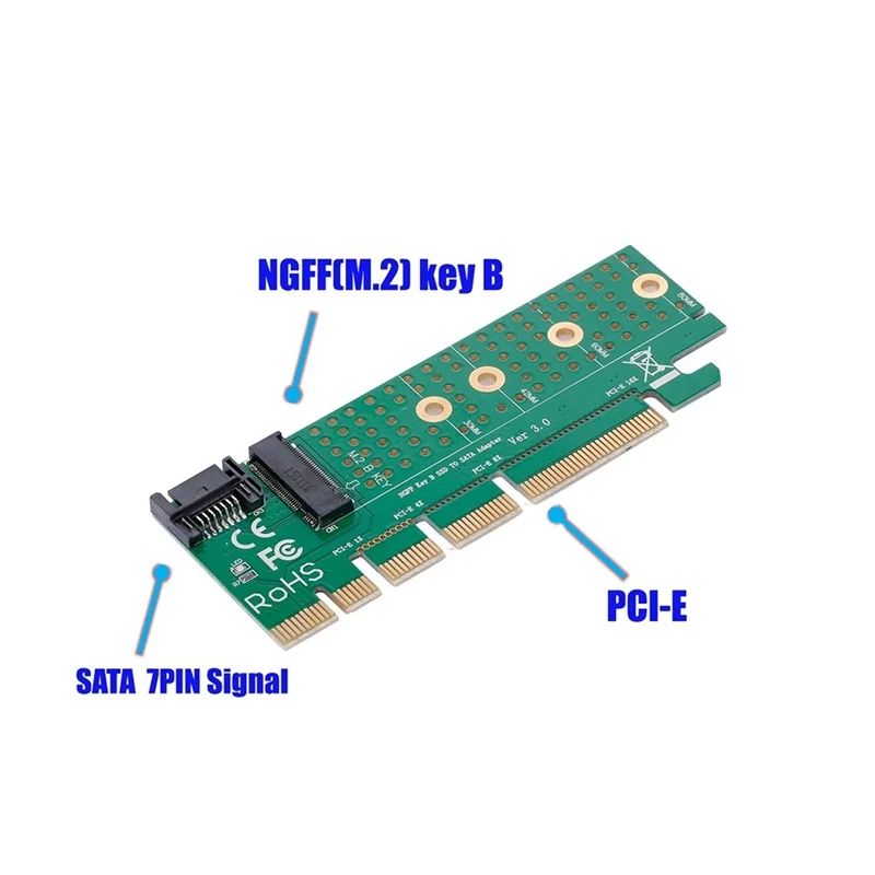 NGFF M.2 B Ключ SATA Bus SSD в SATA3 адаптер конвертер карта PCI Express слот с радиатором кабель