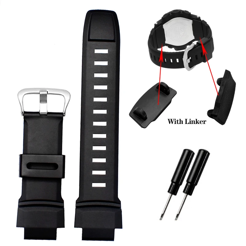 Correa de goma para muñeca de repuesto para Casio PROTREK PRG-260/270/550/250 PRW-3500/2500/5100, correa de silicona negra de 18 mm