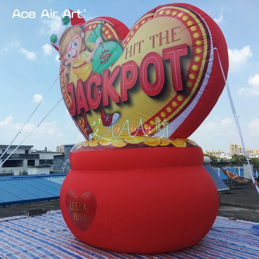 Пользовательские стоя Надувное сердце с логотипом jackpot надувной рекламный щит