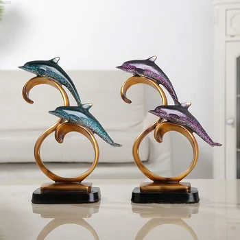 

European resin gift furnishings handicrafts dolphin decoration creative Xuanguan home living room study bedroom partition