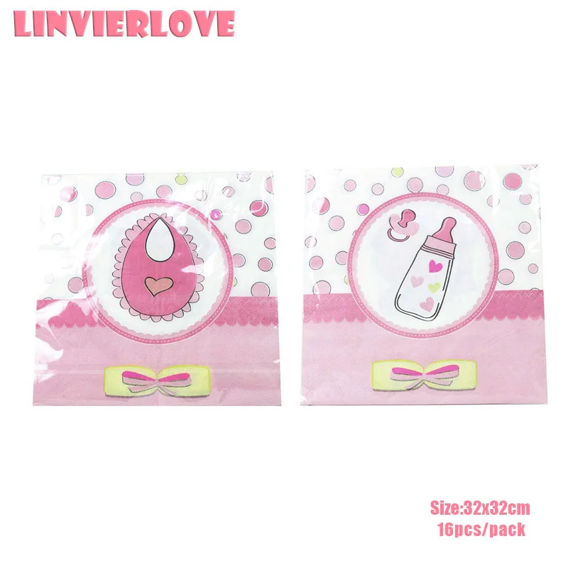 LINVIERLOVE/16 шт., бумажная чашка для девочек+ тарелка для детей, Детский душ для девочек, одноразовая посуда для дня рождения, вечерние принадлежности для декора