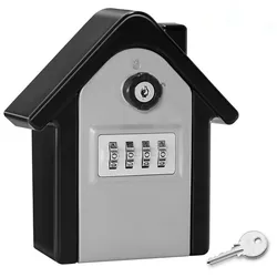 Boîte de verrouillage à clé murale en alliage d'aluminium, coffre fort résistant aux intempéries, combinaison à 4 chiffres, boîte de rangement à clé pour l'intérieur et l'extérieur 
