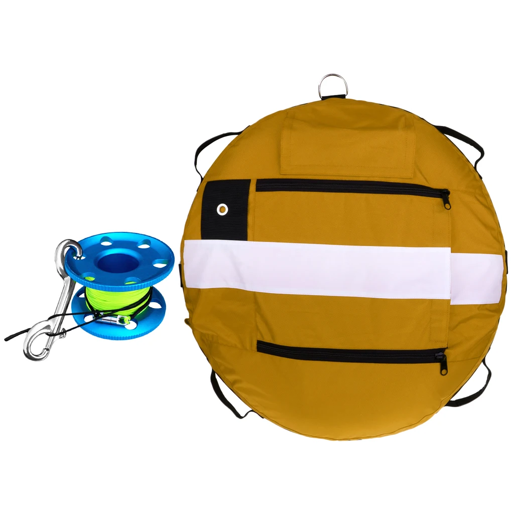 Inflatable Floating Freediving Buoy& Finger Reel Tech Spool for Scuba Diving, Freediver, Spearfishing, Snorkeling