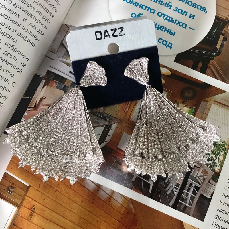 Серьги подвески серебряного цвета с фианитами 2019|Серьги-подвески| |