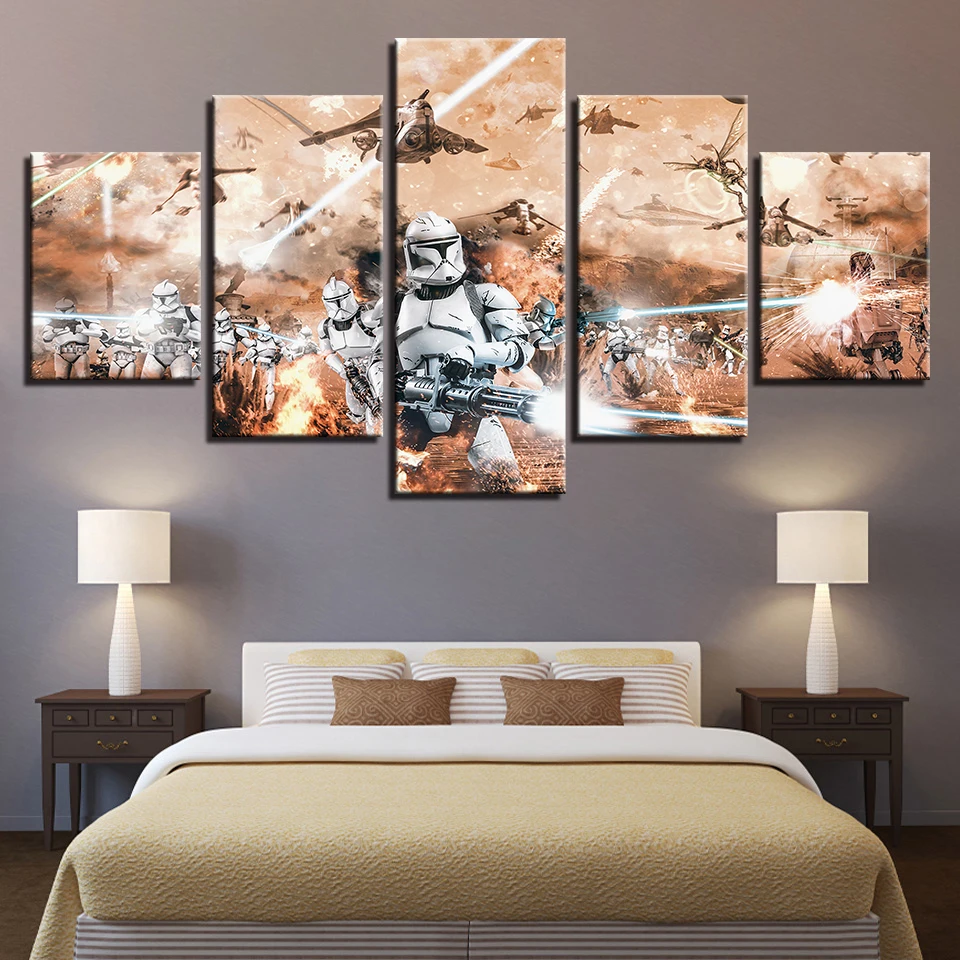 Painting Framework HD Printed Modern Living Room 5 Panel Star Wars Movie Wall Art Modular Poster Home Decor Canvas Pictures | Дом и сад
