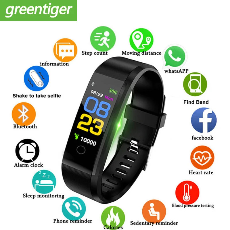 Браслет здоровья сердечного ритма крови Давление Smart Band Фитнес трекер Smartband