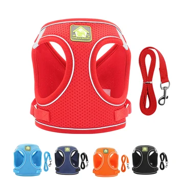 

Cheap Pet Accessories New Quality Dog Walking Leash Harness Sets Reflective Puppy Small Medium Dogs Clothes Nylon Rope 150cm