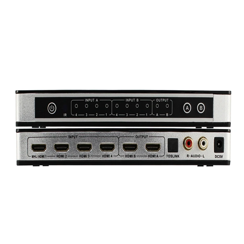  Hd 4K 1080P Hdmi Matrix 4X2 Interruttore Splitter Edid Hifi Matrix con Telecomando Ir di Controllo 