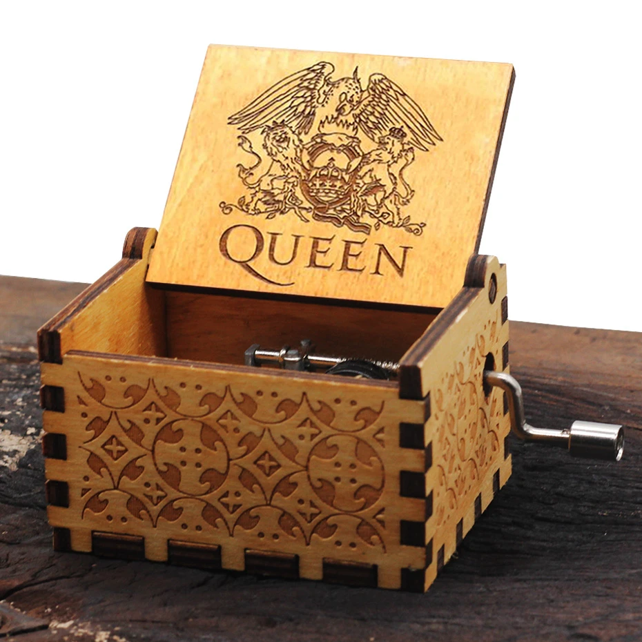 

2019 New Queen Music Box Wooden Hand Cranked Imagine John Island Dragon Ball Digimon Games Of Trhones Star Wars Spot wholesale