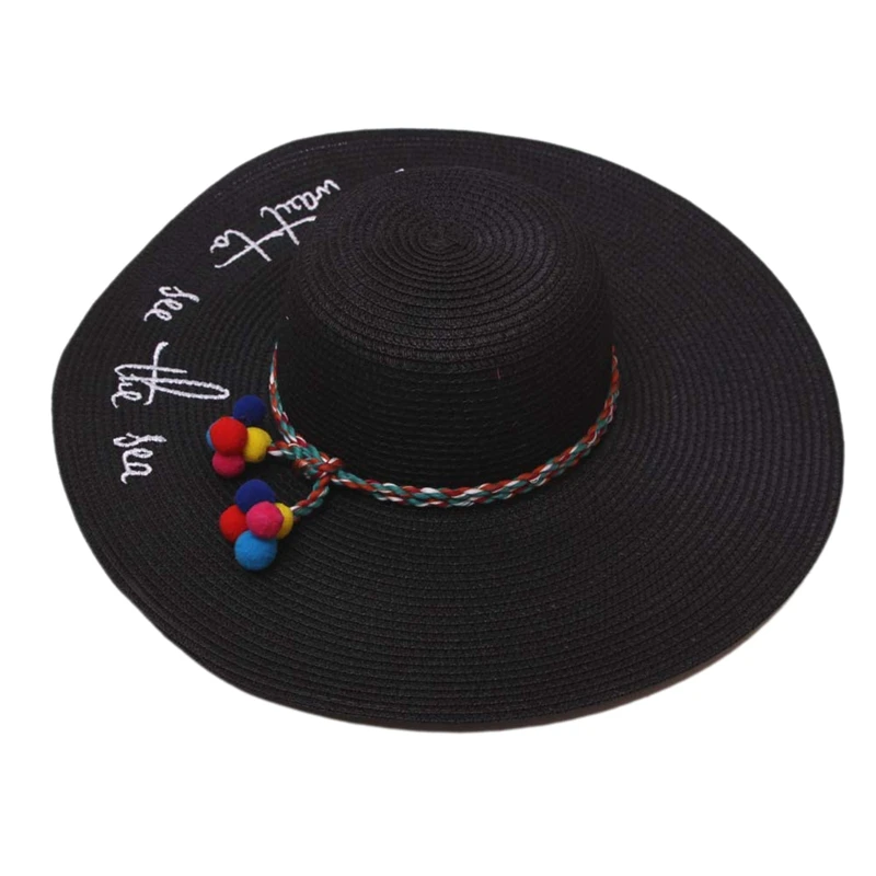 

Fashion Sun Hat Letter Embroidered Caps Big Hat Lady Summer Straw Hat Sun Hat Beach Hat