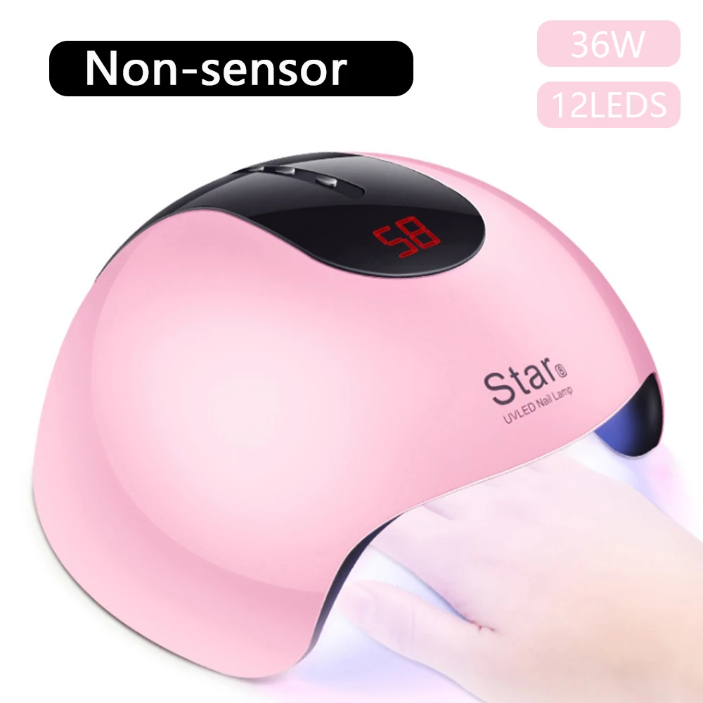 Non-Sensor 36W USB Star 8 36 Вт Солнцезащитный УФ светодиодный светильник для сушки ногтей ЖК-дисплей светодиодный дизайн ногтей УФ лампа ледяная лампа для ногтей маникюрный Гель-лак Сушилка УФ-кабина - Цвет: Non-Sensor 36W USB