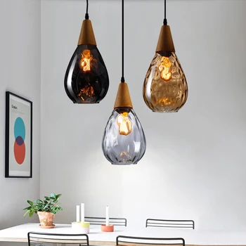 

Nordic Glass Pendant Light Kitchen Water Drop Shape E27 Modern Dining Living Room Bar Bedroom Chandelier Lamp Hanging Fixtures