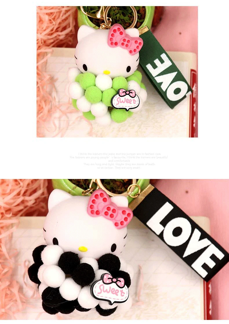 Мультяшный милый плюшевый шар брелок Hello Kitty KT Cat брелок Женская сумочка Автомобильная подвеска с героем аниме брелок для ключей, Подарочный маленький ювелирный