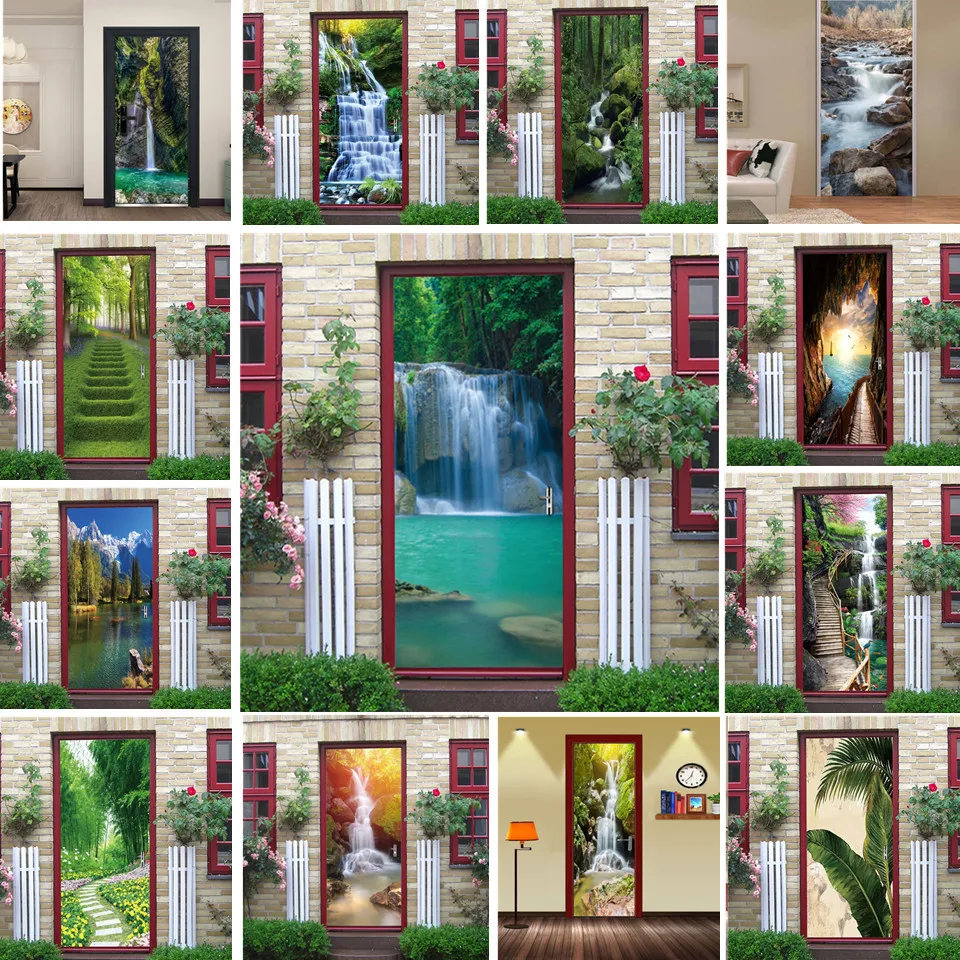 Natural-Scenery-Door-Wallpaper-Home-Decor-Self-adhesive-Waterproof ...