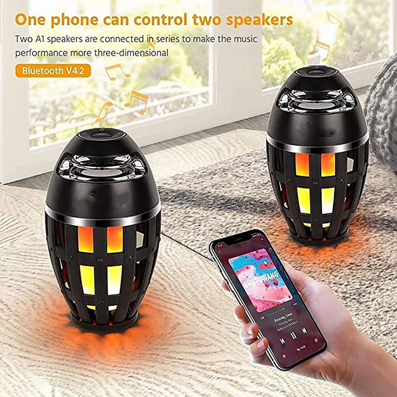 Wireless Speaker LED Flame Light Portable Loudspeaker Creative Bluetooth Music Player LED Flame Torch Lamp Flicker Light Vitog portable speaker