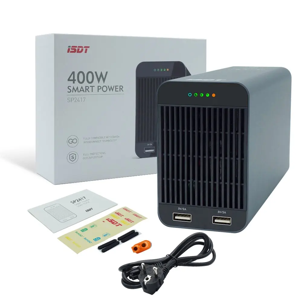 

ISDT SP2417 400W RC Battery Charger Adapter High Power Switch Smart Control with LED USB Charging for RC Models Supply