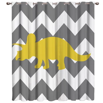 

Cartoon Rhino Floral Fabric Kids Window Treatment Hardware Sets Curtain