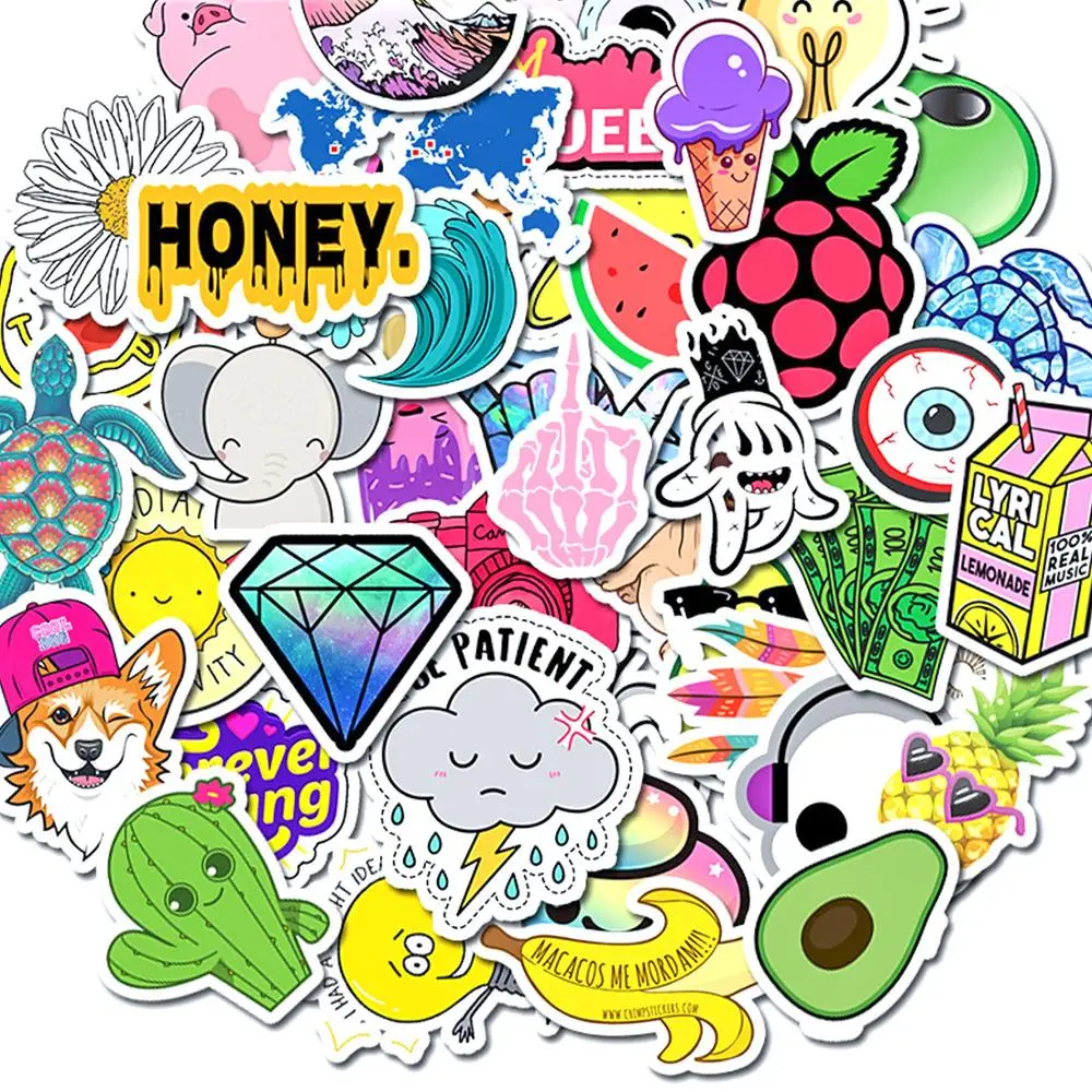 50 шт. разных цветов Милые свежие простые Kawaii забавные аниме VSCO Стильные наклейки для девочек подарок мобильный телефон ноутбук багаж чехол наклейки