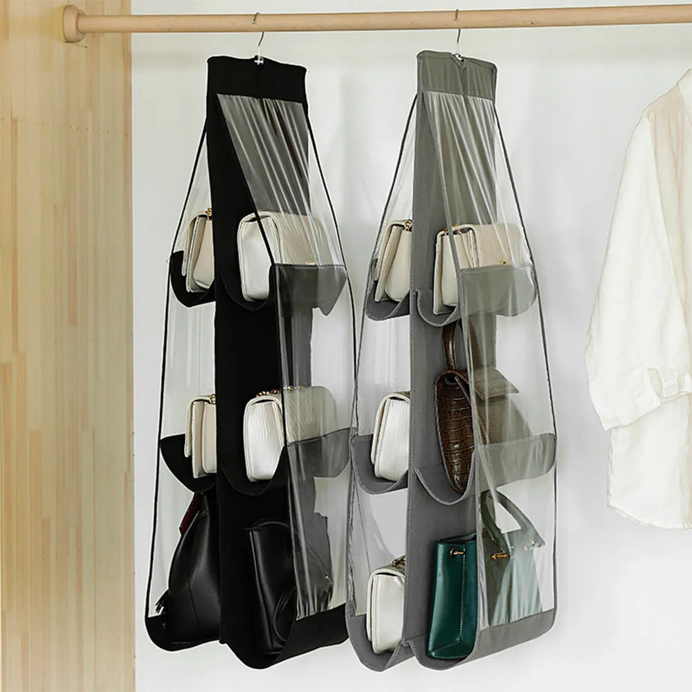 Practical 6 Pocket Transparent Hanging Bag Purse Handbag Storage Finishing Multi-function | Дом и сад