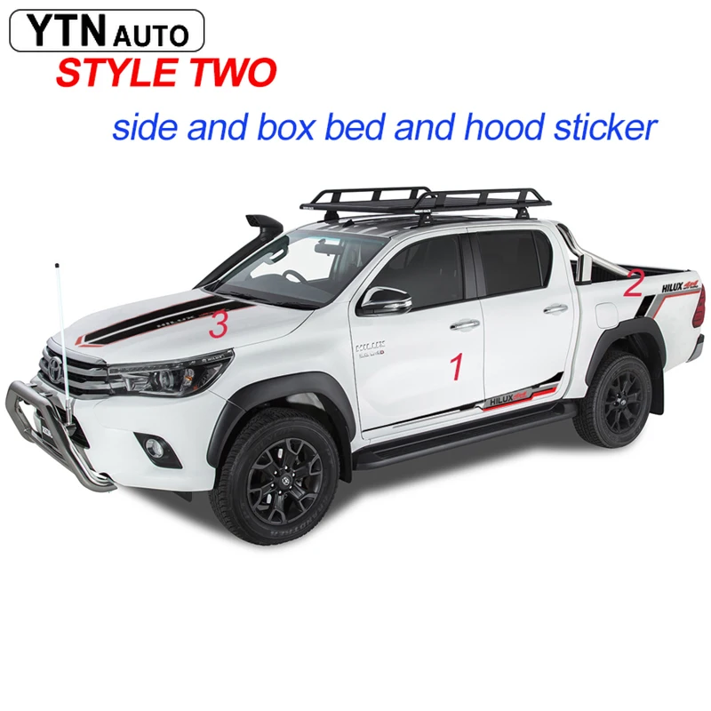 Accesorios de coche personalizados para Toyota Hilux 2011 2019 4x4 Off Road Stripe Decal vinilo gráfico Cool Sticker decoración del coche|Pegatinas para coche| - AliExpress