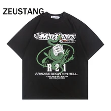 

Zeustang Men Fashion Harajuku T Shirt Streetwear Letter Cartoon Print Tshirts O Neck Spring Summer Hip Hop Short Sleeve Tees Top