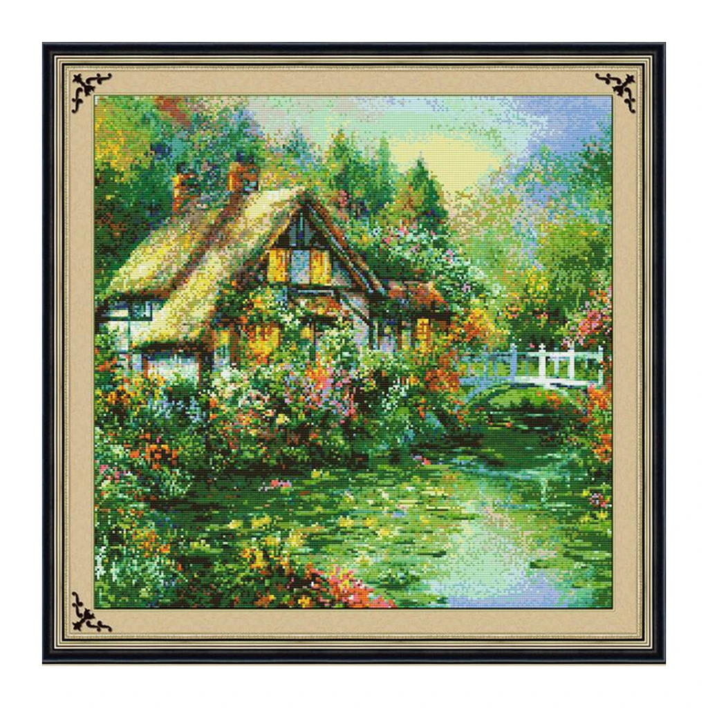 

Joy Sunday Greenest Landscape Pre-printed Stamped Cross Stitch Kit Needlework DIY Craft 62x62cm