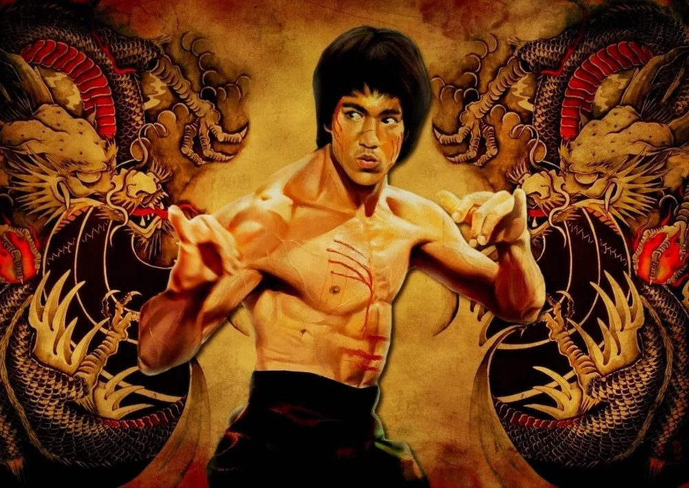 Брюс Ли винтажная шелковая фотокартина 24x36 дюймов | Дом и сад