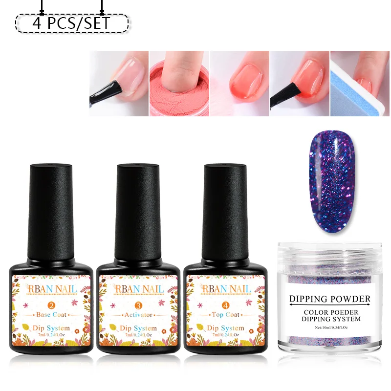 ZH03220 4 шт./компл. погружения Системы набор для ногтей Nail Art порошок погружения с Dip база активатор вставка из жидкого геля для ногтей Цвет натуральный сухой без лампа для лечения Ногтей - Цвет: ZH03220
