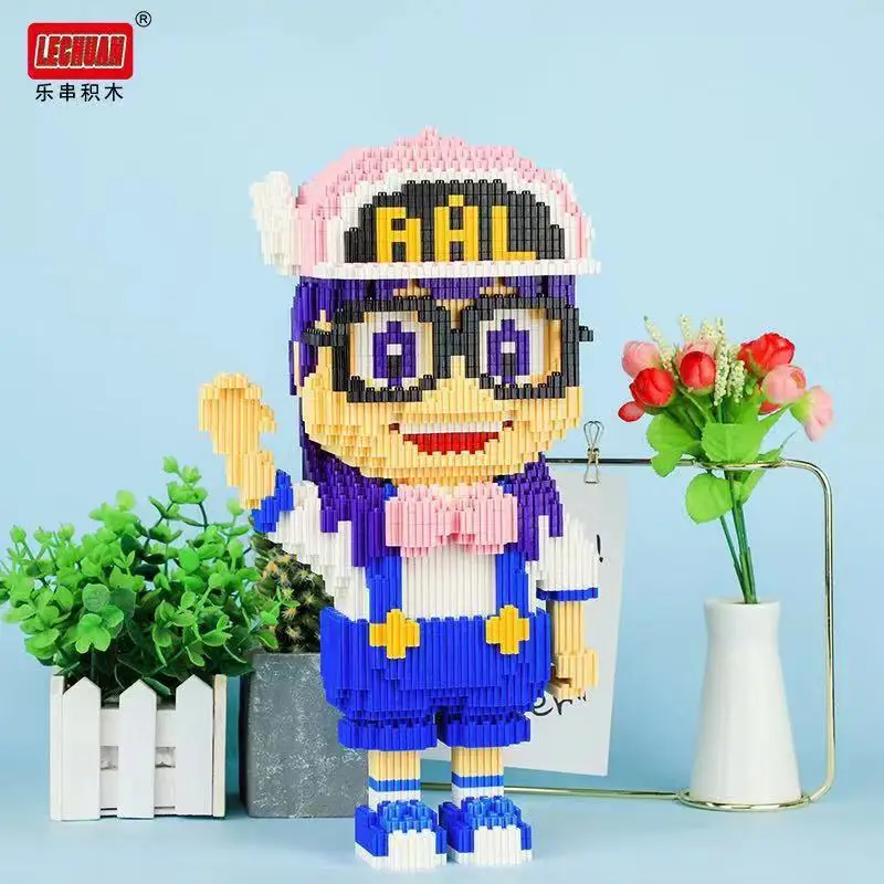 Аниме соединительные блоки большого размера милые модели Arale brinquedos Мультяшные Строительные кирпичи развивающие детские игрушки для девочек рождественские подарки