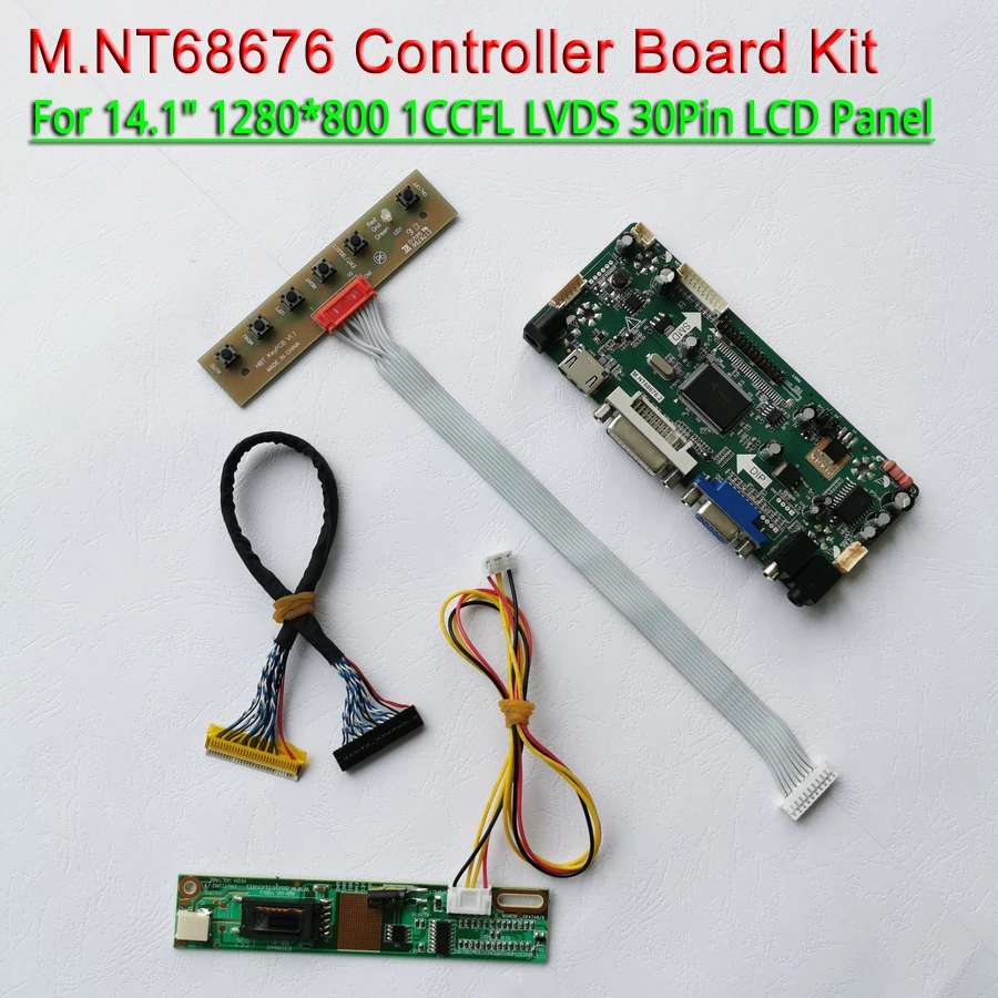 Для LTN141AT02 LTN141AT03 HDMI+ VGA+ DVI 1280*800 LVDS 30-Pin инвертор 1CCFL 14," M. NT68676 ЖК-дисплей контроллер карты DIY kit