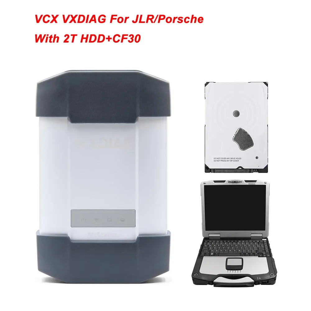 VXDIAG VCX плюс OBD OBD2 wifi сканер автомобильный диагностический инструмент J2534 для JLR SDD V158 для Porsche v18.1 Ecu программист инструмент - Цвет: 2T HDD and CF30