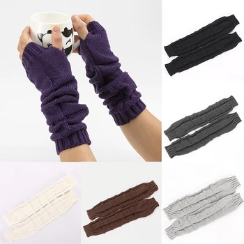 

Fashion Retro Female Causal Women's Gloves Twist Fingerless Gloves Winter Arm Warmer Long Knit Mitten For Ladies Women Gloves