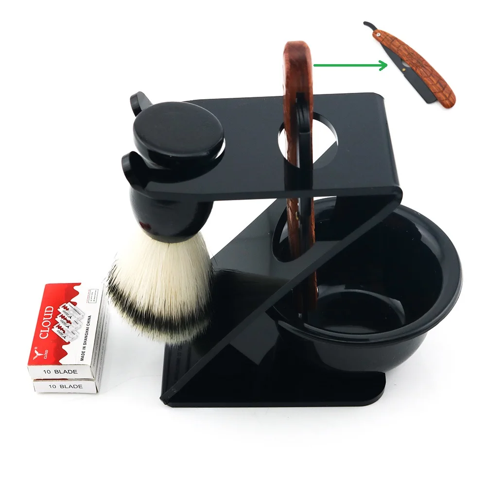 Razor set 20 Blades Прямые мужские бритвы для бритья, черная крышка, твердая деревянная ручка, новинка - Цвет: Razor set 20 Blades