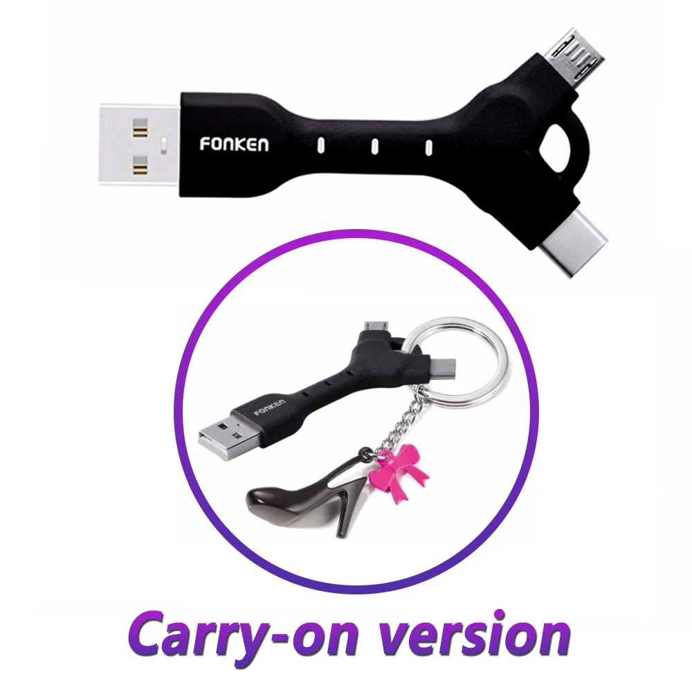 portable version FONKEN 2 в 1 Micro usb type C кабель для samsung Xiaomi Быстрая зарядка кабель Android сотовый телефон Microusb USB C кабель для huawei - Цвет: portable version