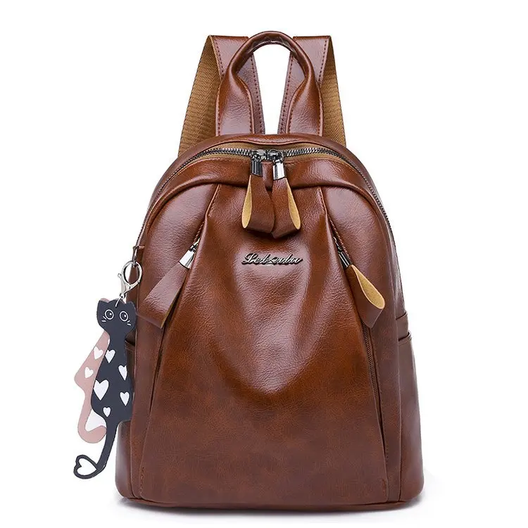 

2018 Autumn New Style Korean-style Fashion Backpack Simple Solid Color Retro Large-capacity Backpack Soft Surface PU Handbag Bag