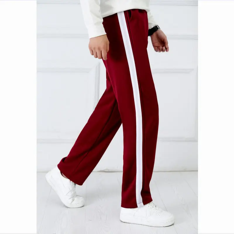 Unisex Track Pants Casual Sweatpants Striped Straight Pants Joggers Wine red Simple Work sport jogging trousers wide leg pants fleece sweatpants fashion pants fashionable wide leg pants