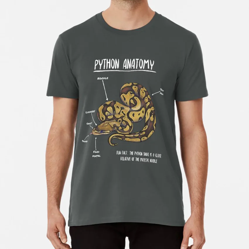 Анатомия питона футболка питон мяч змея питона рептилия весы Бирманский Питон питон Анатомия рептилия змея анатомия - Цвет: Темно-серый