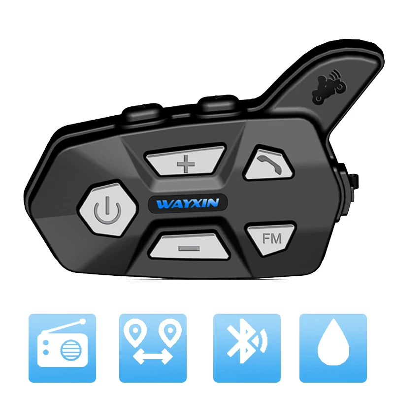 

Intercom Motorcycle 1200M Bluetooth Helmet Interphone Headset Waterproof Wireless Bluetooth Moto Headset Interphone FM