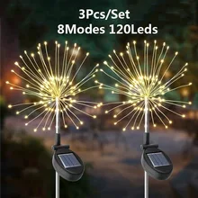

Christmas Solar Firework Lights 120 LED Garden Light 8 Modes Copper Wires Landscape Lawn Light Walkway Patio Backyard Decoration