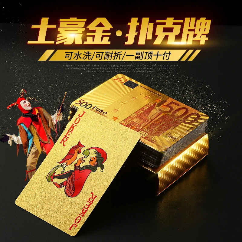 24K Gold Poker Cards Game Foil Playing Set Waterproof Magic Chips Table Games Entertainment Tools | Спорт и развлечения
