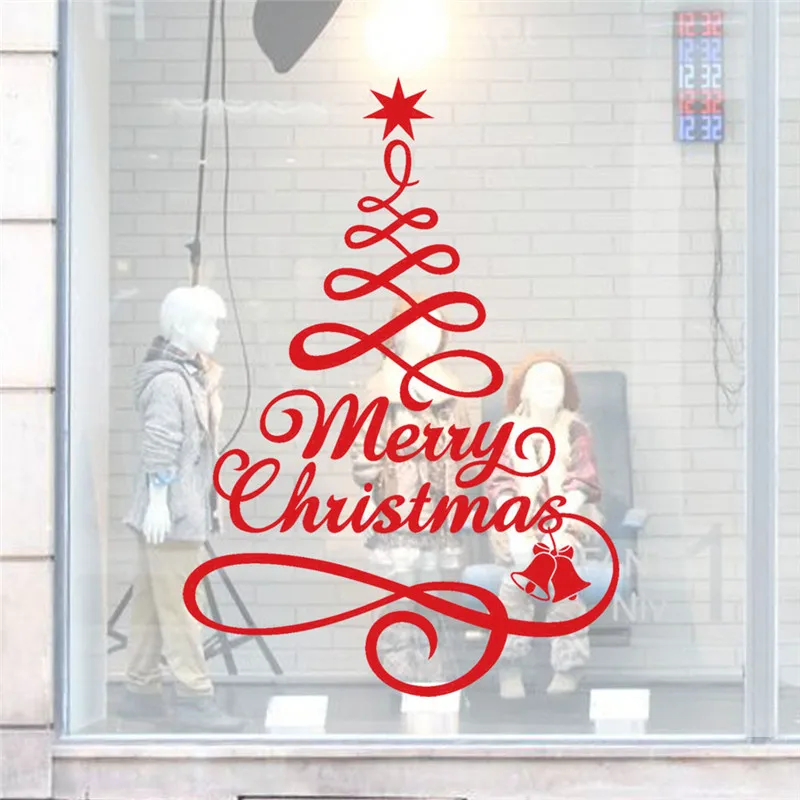 Счастливого Рождества милые DIY рождественская елка виниловые наклейки на окна настенные наклейки домашний Декор наклейки подарок для украшения Adornos De