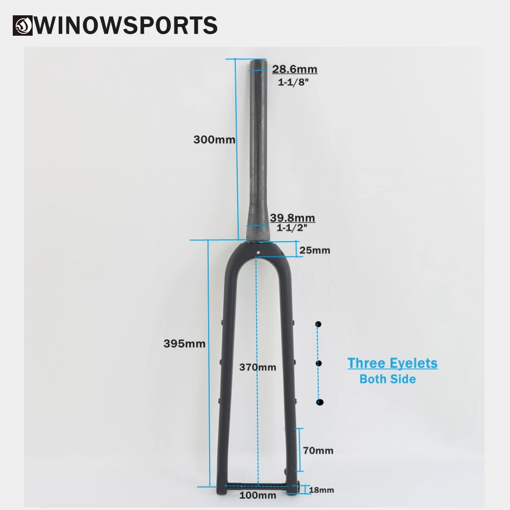 Winowsports 100*12mm hidden external cable carbon gravel bike fork Rake 50mm offset max tire 700*45C disc brake gravel fork