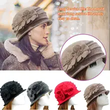 Осенне-зимние элегантные модные вечерние шерстяные береты с цветами для девочек, теплые шерстяные фетровые шляпы с цветами, женская шляпа с широкими полями
