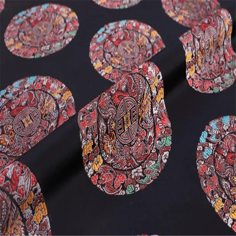 Парча полиэстер ткань хороший драконы узор чудесное чувство жаккардовой ткани для изготовления китайского Танга костюм