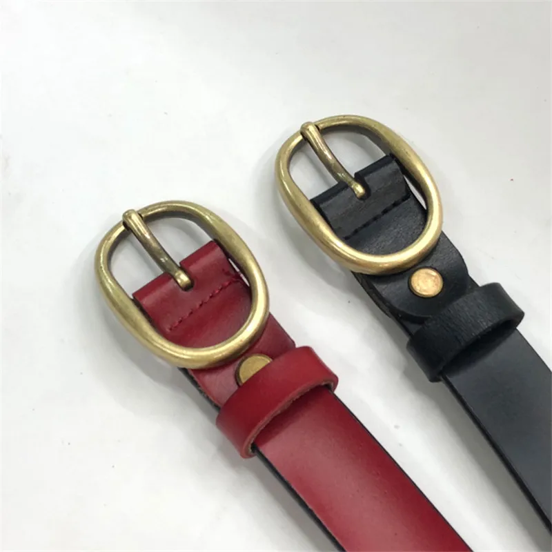 New Good Quality Women Belt Genuine Leather Gold Pin Buckle Belt Retro Luxury Cowhide Strap for Female Dress Jeans Fashion Belt