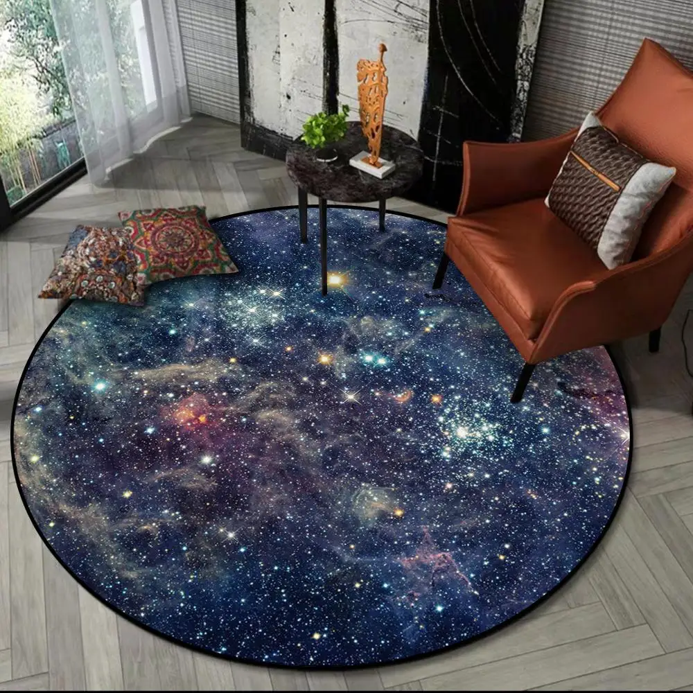 Великолепная серия звездной Вселенной 3D ковер для гостиной, спальни, нескользящий круглый напольный коврик, плюшевый круглый ковер на заказ, дверной коврик