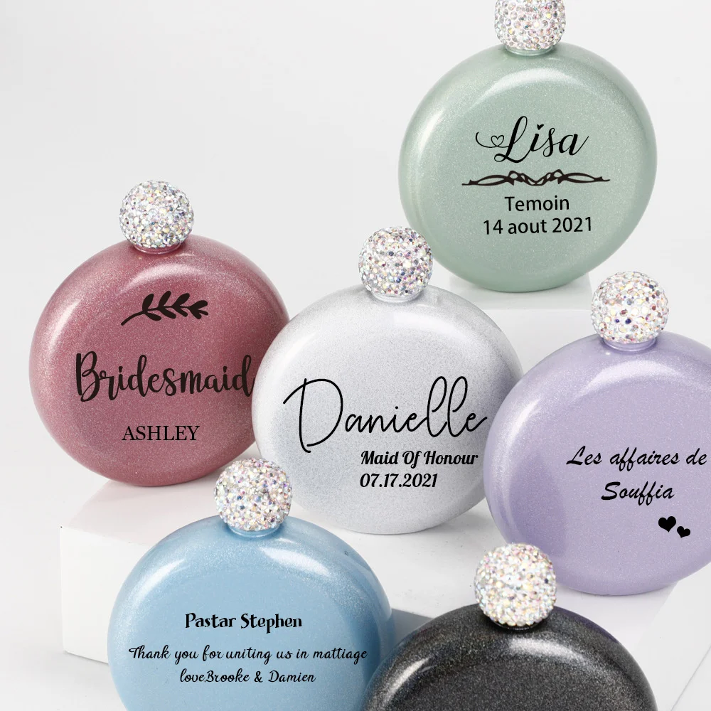 Personalized Stainless Steel Rhinestone Hip Flask Wedding Gift Custom Hip Flasks Bridesmaids Bride Hen Party Gifts For Guests