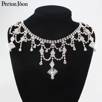 

1 yard Retro National style long tassel crystal rhinestone trim silver crystal decorative metal chain clothing accessories ML079