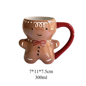 Gingerbread Man Mug Christmas Ceramic Tea Mugs 3D Santa Claus Ceramic Cup Milk Coffee Water Cups Mug New Year Couples Xmas Gifts 6