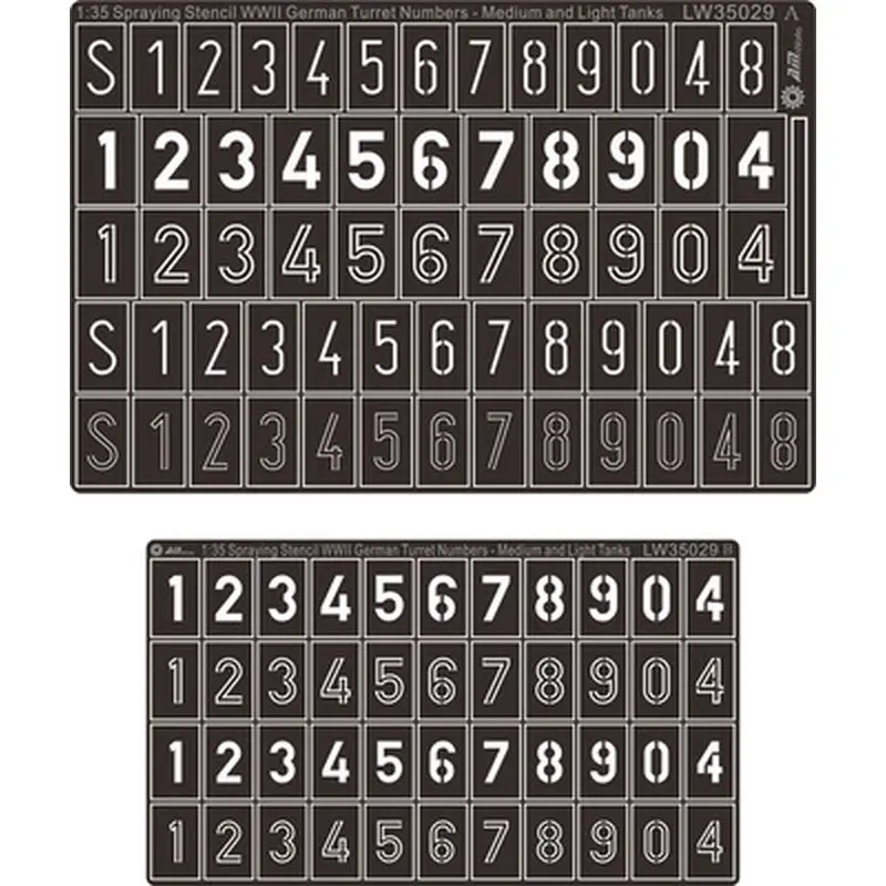 AM-WORKS LW35029 1/35 German Turret Numbers & Letters-Medium-Stencil Mask